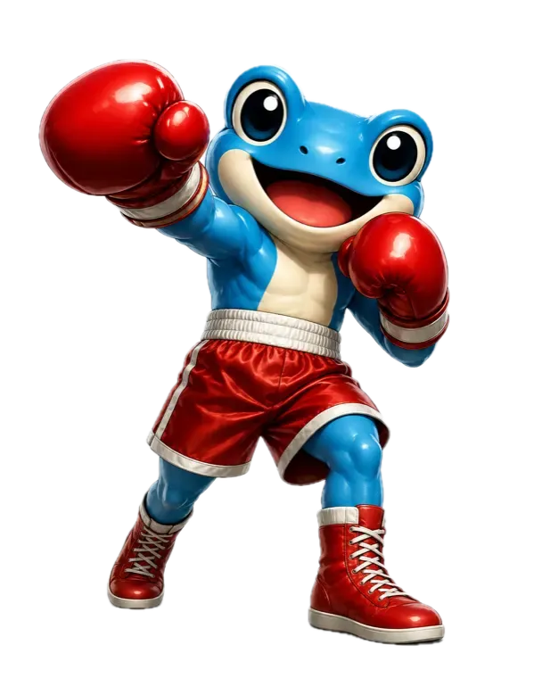 The Fighting Frog throwing a sharp jab